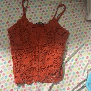 Ambiance Orange Fitted Cut Out Camisole